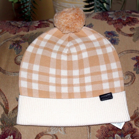Coach Plaid Pom Hat Caramel - Picture 2 of 2